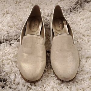 Gold slip-on loafers